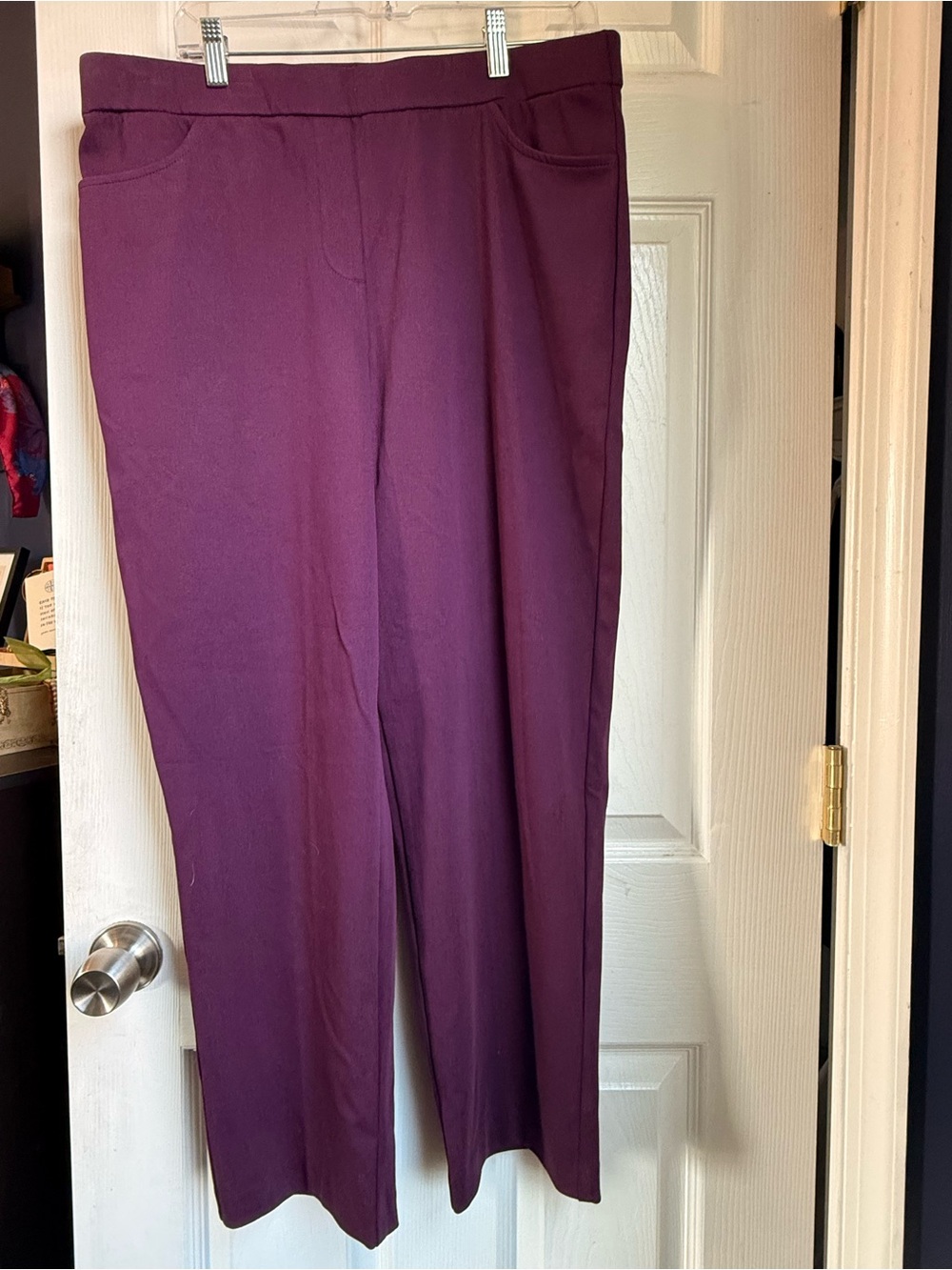 Alfred Dunner Plum Wide-Leg Pull-On Pants NWT